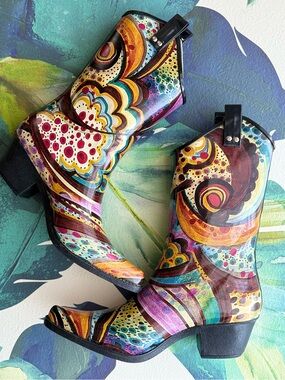 Multicolor RAIN Western Ankle Boots